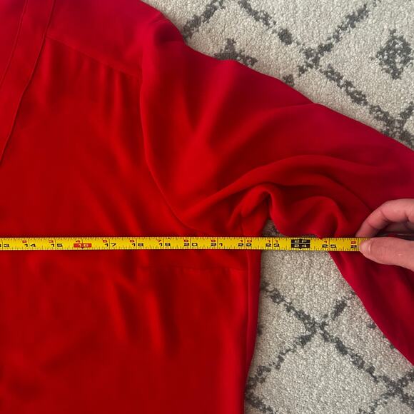 Womens Express Red long sleeve V neck blouse flowy Career Work Holiday Party - Picture 8 of 8